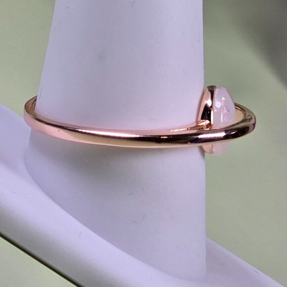 Rose Golden Plated Adjustable Ring With Synthetic Opal Size 10 (NWOT) - Picture 3 of 6